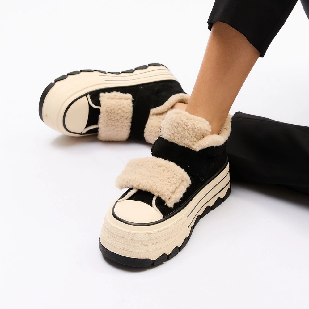 Жіночі чорні черевики Allsy Lonza Glissane 204929 202059 624D150-3 5991 з липучкою