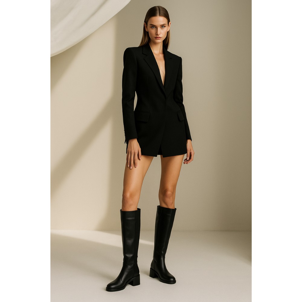 Жіночі чорні шкіряні чоботи Romax Comfort 8191-E 5998 з утепленням