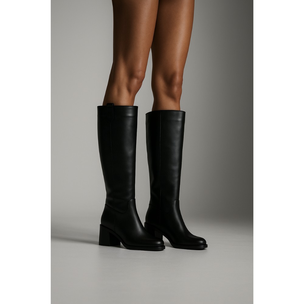 Жіночі чорні шкіряні чоботи Romax Comfort 8191-E 5998 з утепленням