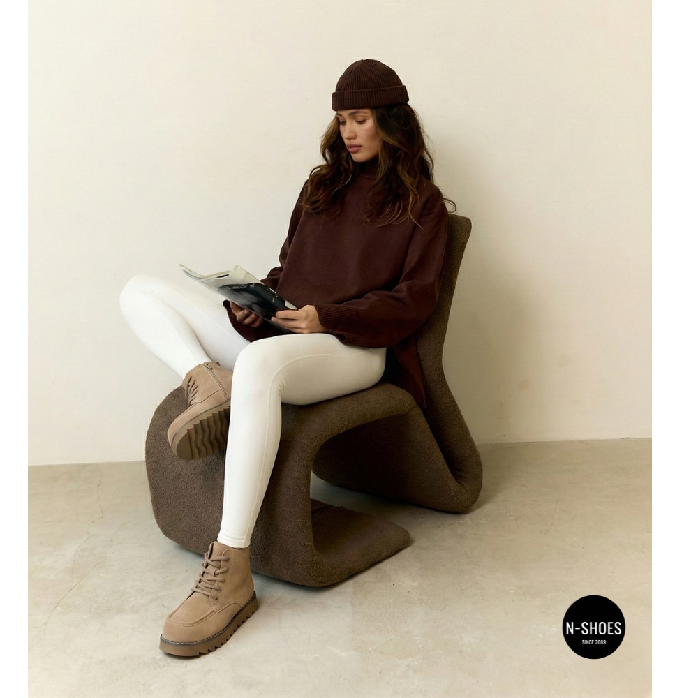 Beige Suede Winter Boots Allsy Lonza 202071 7257 KHAKI 60000