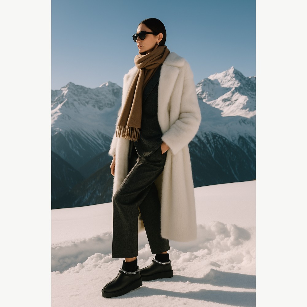 Жіночі уггі Allsy Lonza BLACK 6004: натуральна шкіра та вовняна підкладка