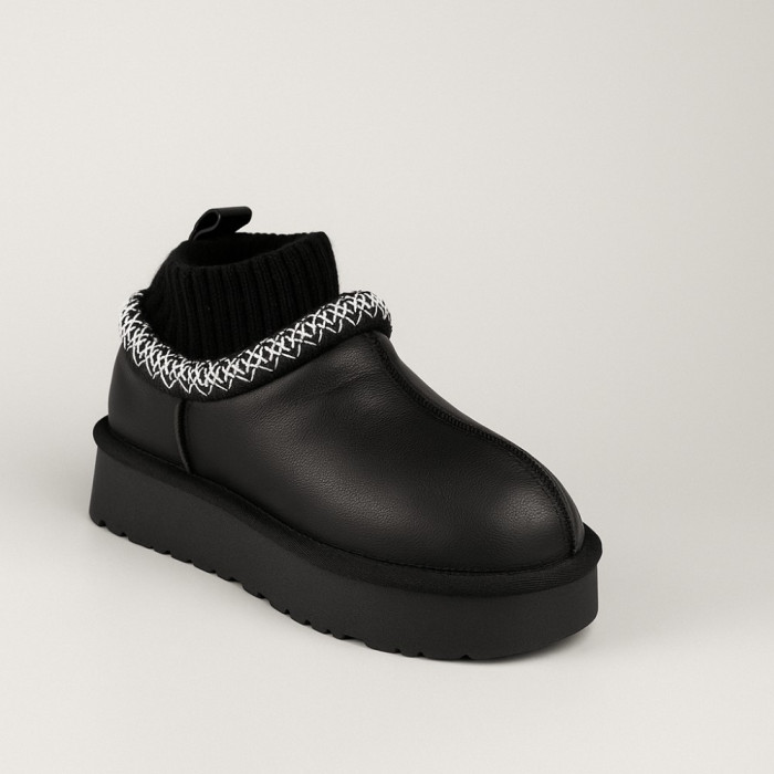 Женские угги Allsy Lonza BLACK 6004: натуральная кожа и шерсть внутри