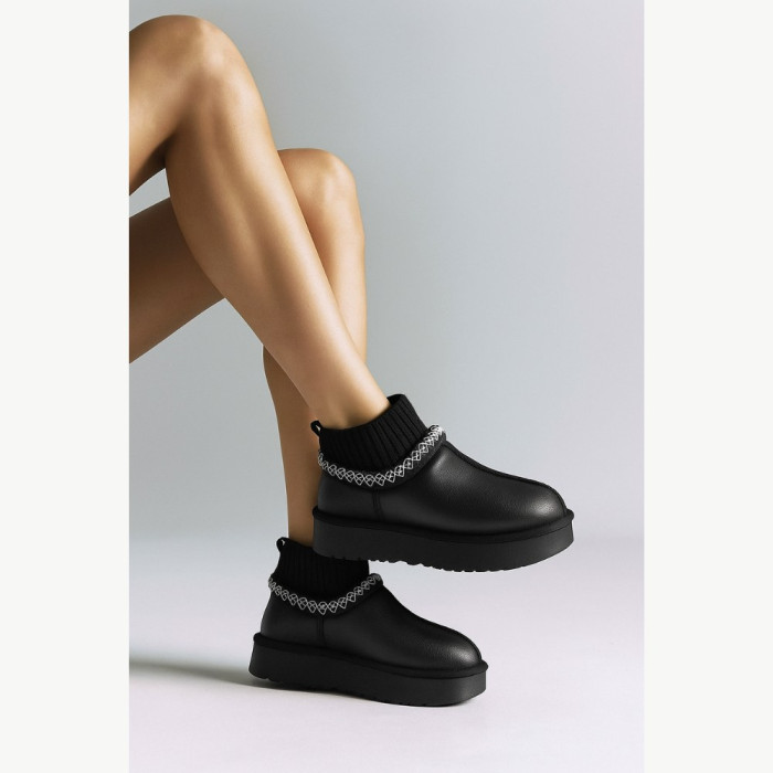 Женские угги Allsy Lonza BLACK 6004: натуральная кожа и шерсть внутри