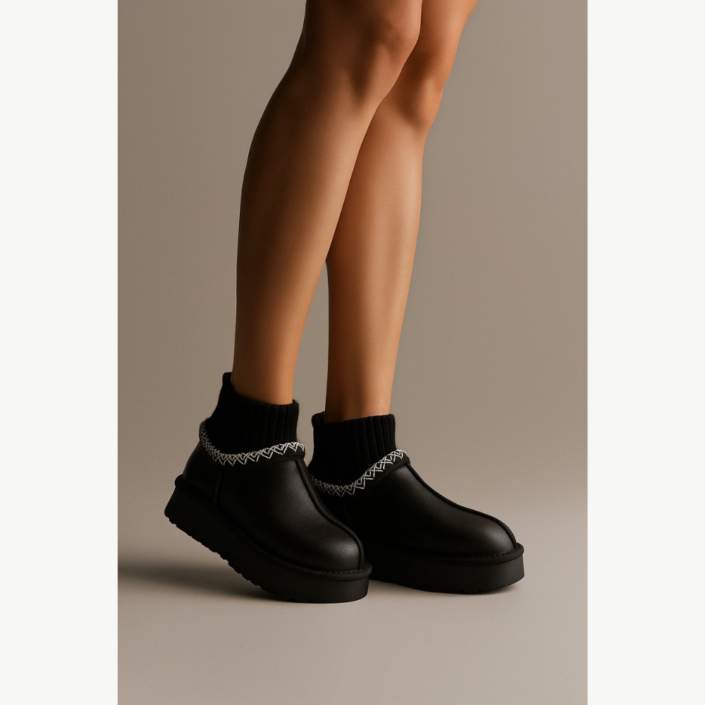 Жіночі уггі Allsy Lonza BLACK 6004: натуральна шкіра та вовняна підкладка