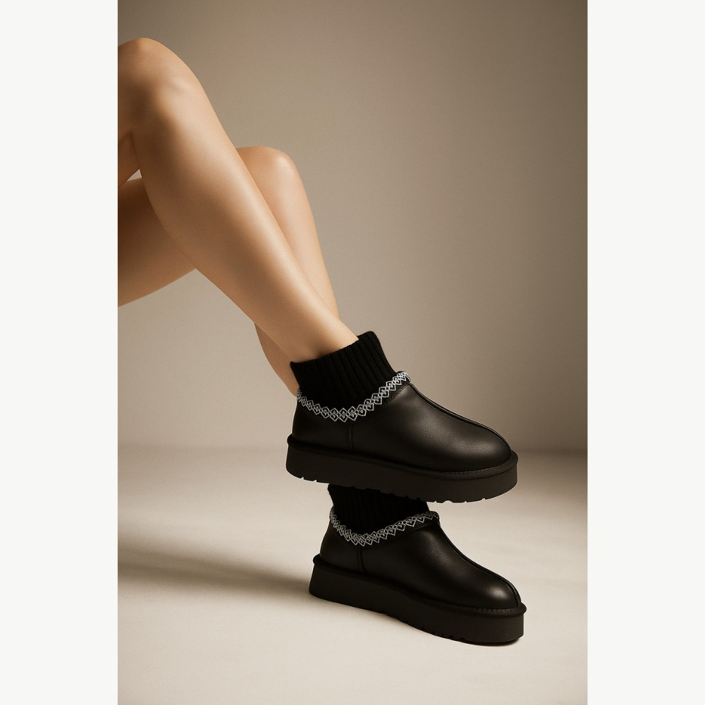 Жіночі уггі Allsy Lonza BLACK 6004: натуральна шкіра та вовняна підкладка