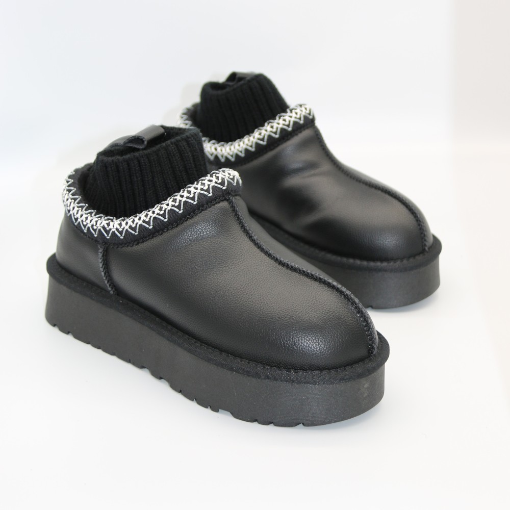 Жіночі уггі Allsy Lonza BLACK 6004: натуральна шкіра та вовняна підкладка