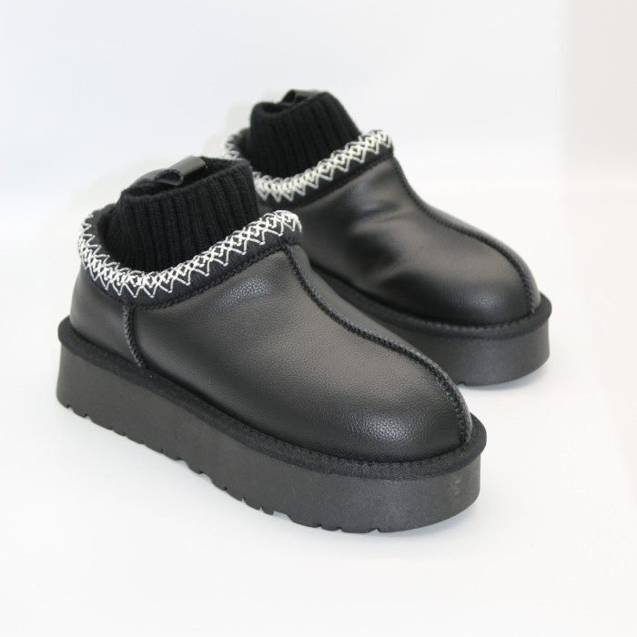Женские угги Allsy Lonza BLACK 6004: натуральная кожа и шерсть внутри