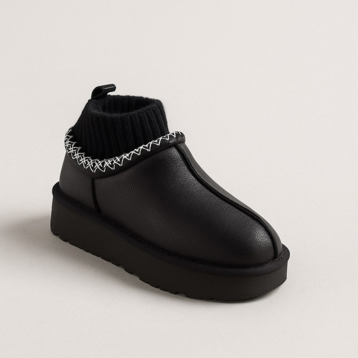Женские угги Allsy Lonza BLACK 6004: натуральная кожа и шерсть внутри