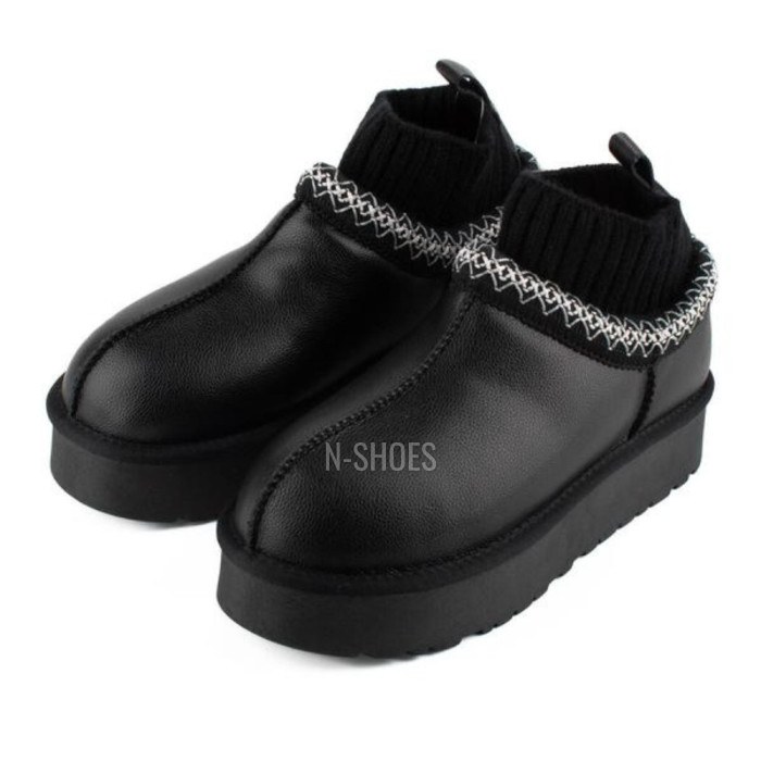 Жіночі уггі Allsy Lonza BLACK 6004: натуральна шкіра та вовняна підкладка