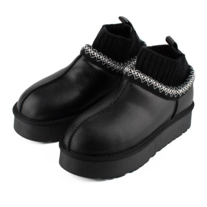 Женские угги Allsy Lonza BLACK 6004: натуральная кожа и шерсть внутри