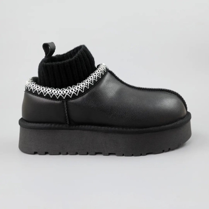 Женские угги Allsy Lonza BLACK 6004: натуральная кожа и шерсть внутри