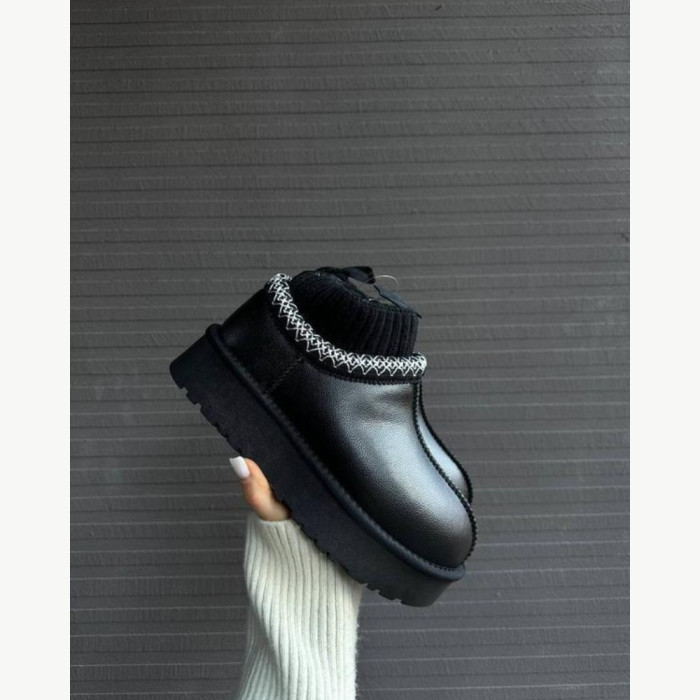 Женские угги Allsy Lonza BLACK 6004: натуральная кожа и шерсть внутри