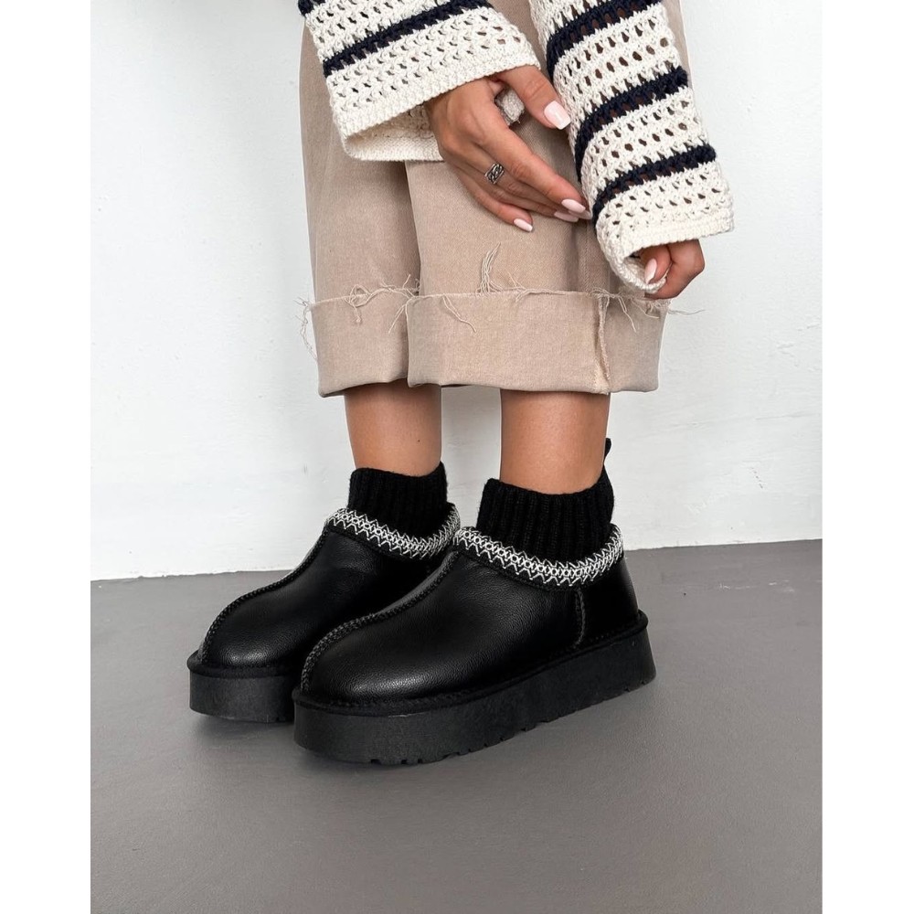 Жіночі уггі Allsy Lonza BLACK 6004: натуральна шкіра та вовняна підкладка