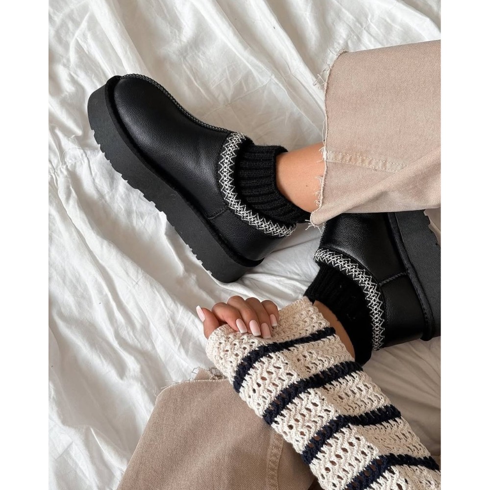 Жіночі уггі Allsy Lonza BLACK 6004: натуральна шкіра та вовняна підкладка