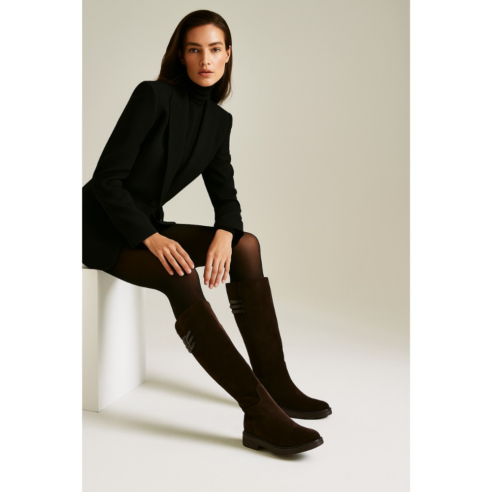 Женские замшевые сапоги Fabio Monelli 201293 BY2427-03-C2673+1 BROWN