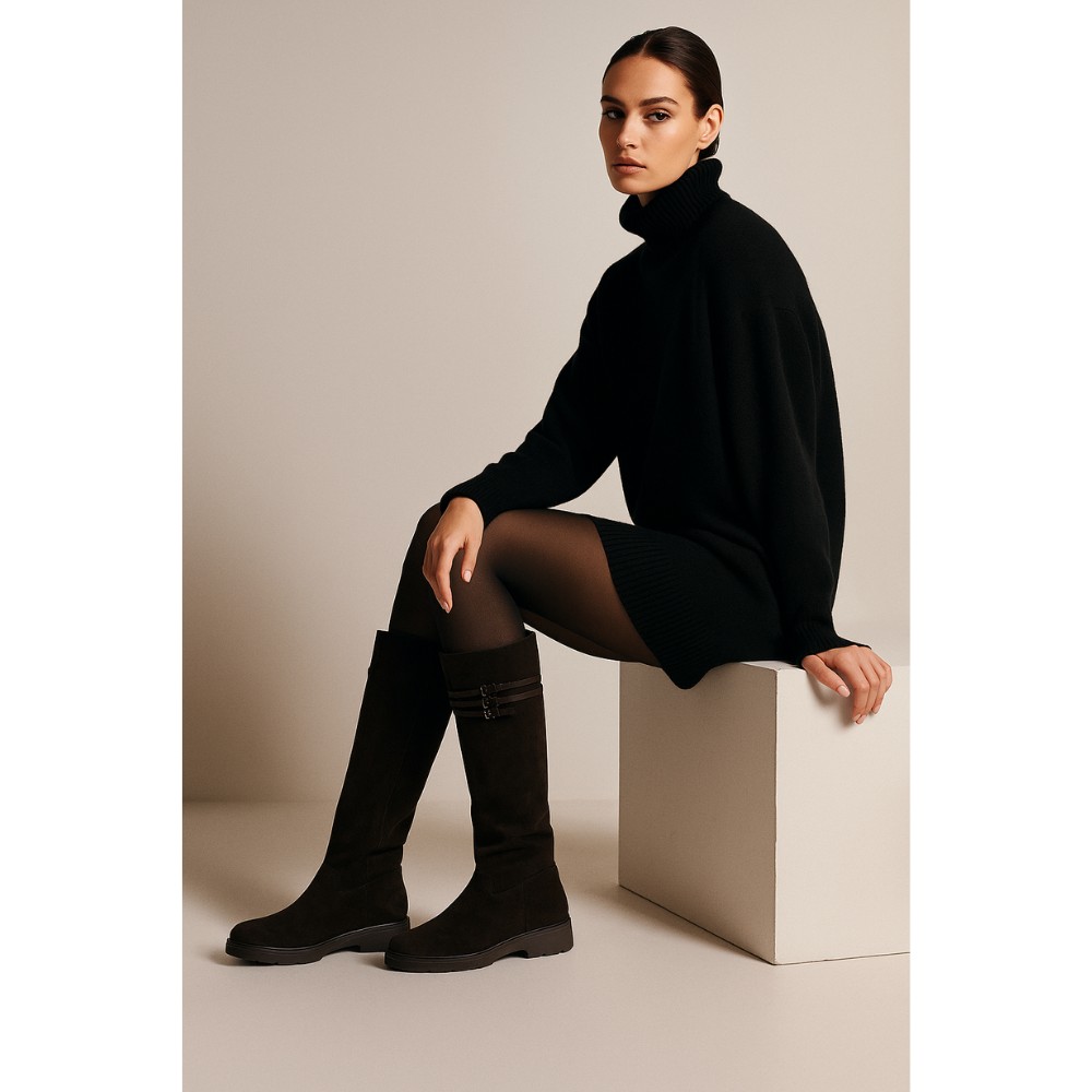 Женские замшевые сапоги Fabio Monelli 201293 BY2427-03-C2673+1 BROWN