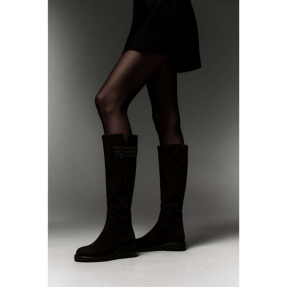 Женские замшевые сапоги Fabio Monelli 201293 BY2427-03-C2673+1 BROWN