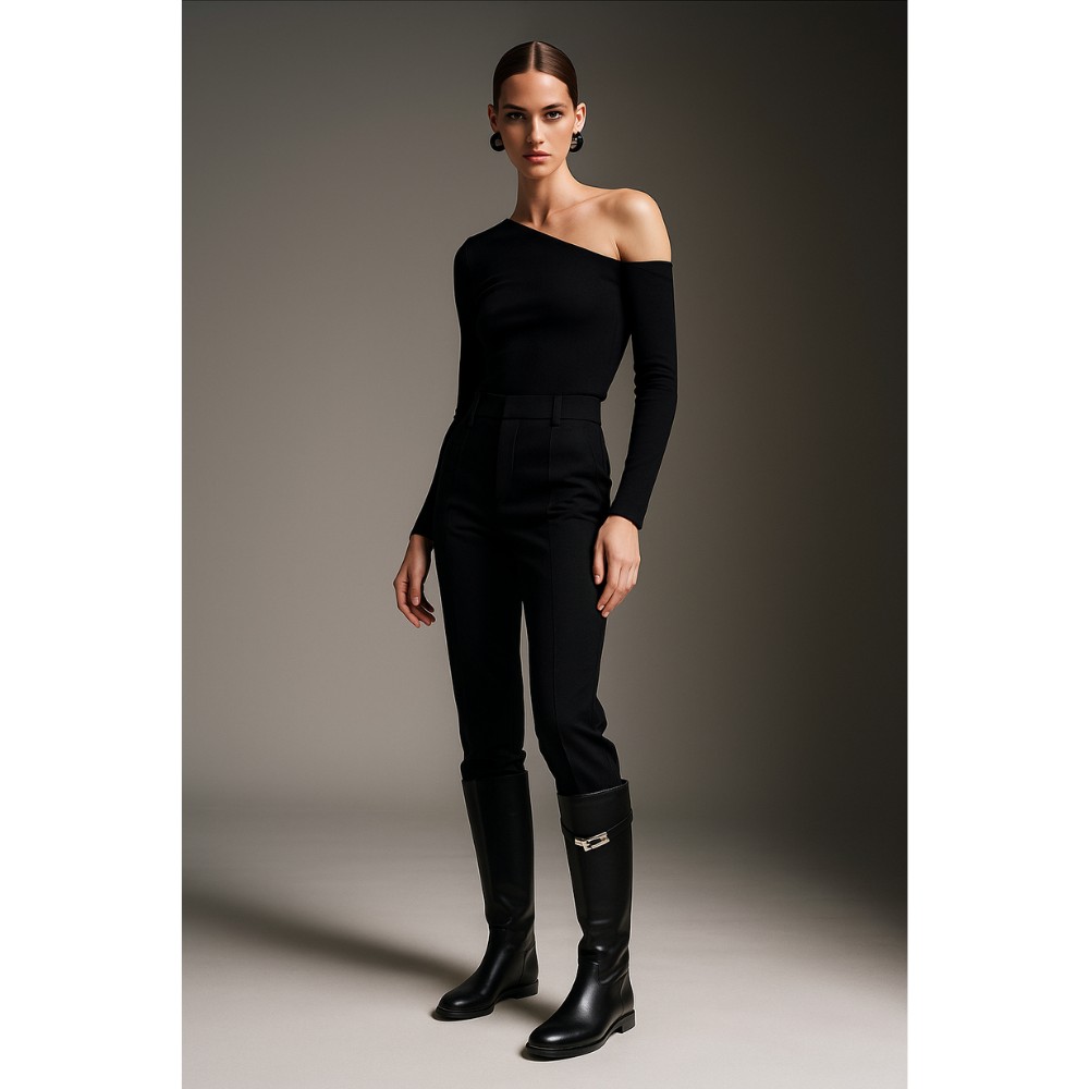 Жіночі чорні високі чоботи-труби Romax Comfort 8195-DS модель 6006 із натуральної шкіри