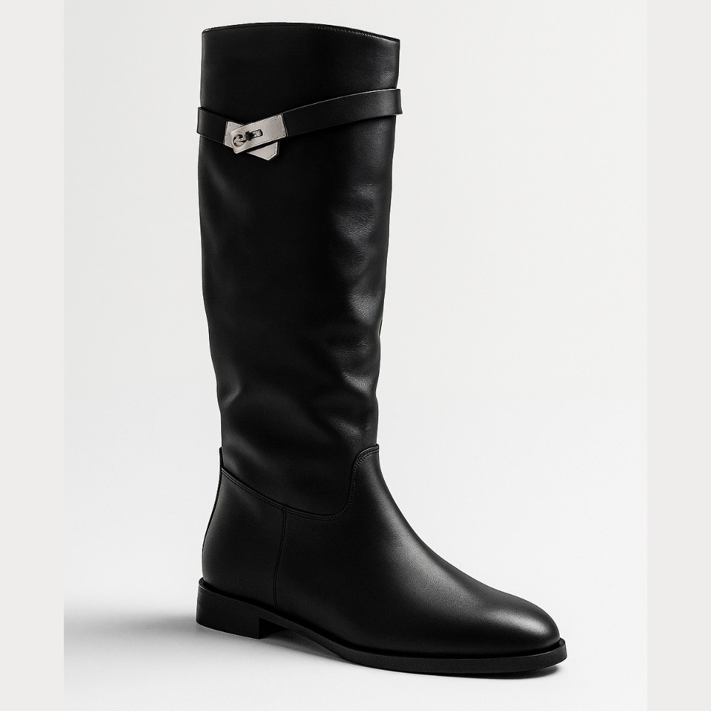 Жіночі чорні високі чоботи-труби Romax Comfort 8195-DS модель 6006 із натуральної шкіри