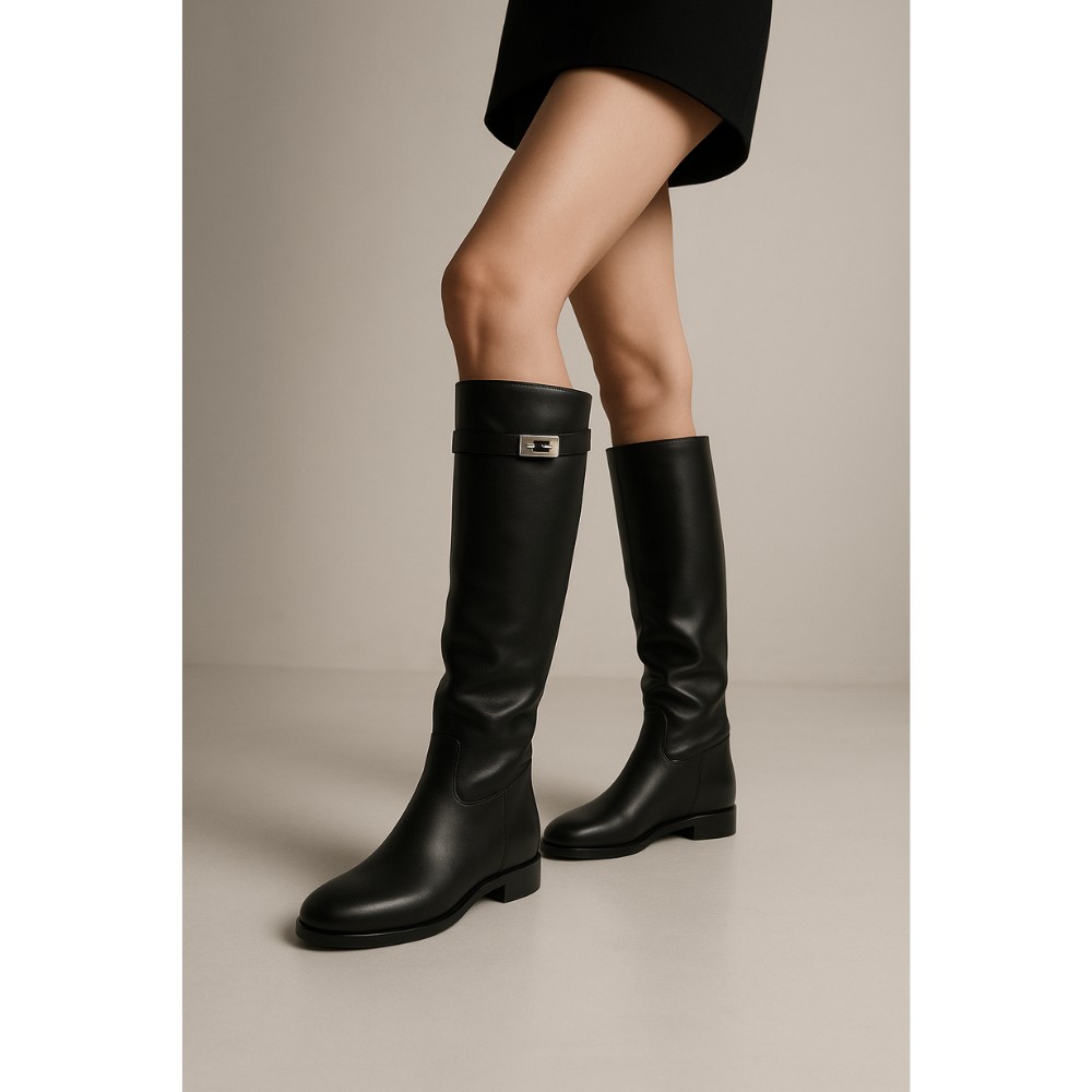 Жіночі чорні високі чоботи-труби Romax Comfort 8195-DS модель 6006 із натуральної шкіри