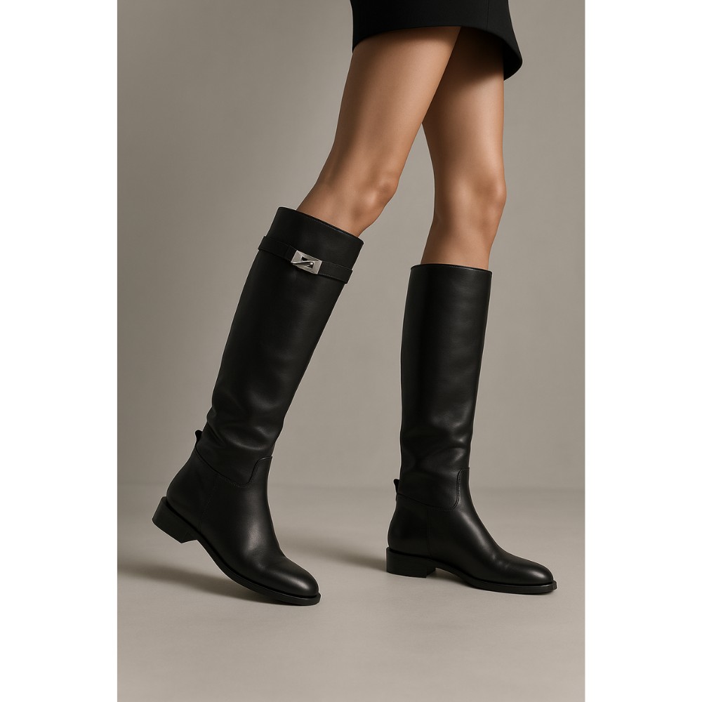 Жіночі чорні високі чоботи-труби Romax Comfort 8195-DS модель 6006 із натуральної шкіри