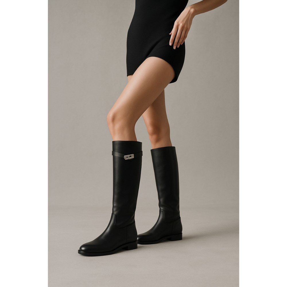 Жіночі чорні високі чоботи-труби Romax Comfort 8195-DS модель 6006 із натуральної шкіри