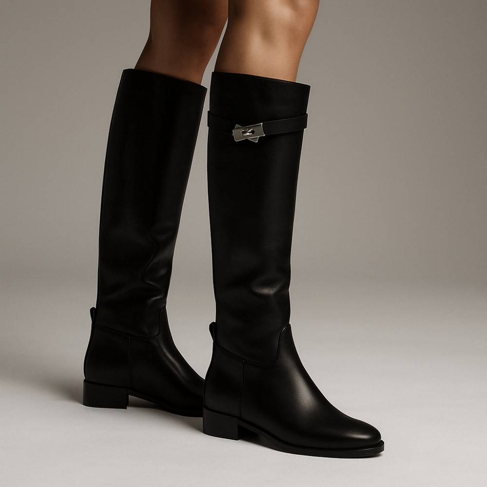 Жіночі чорні високі чоботи-труби Romax Comfort 8195-DS модель 6006 із натуральної шкіри