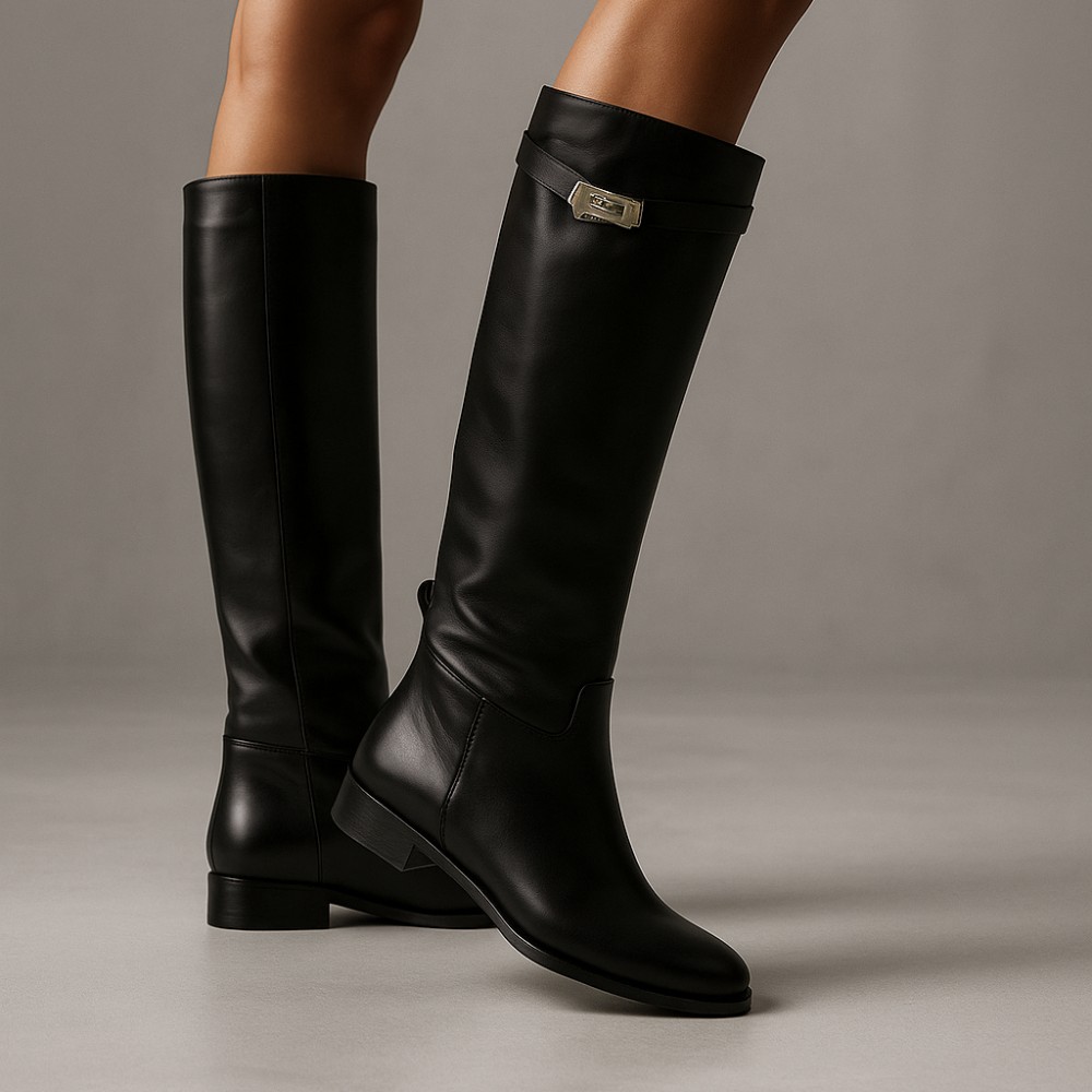 Жіночі чорні високі чоботи-труби Romax Comfort 8195-DS модель 6006 із натуральної шкіри