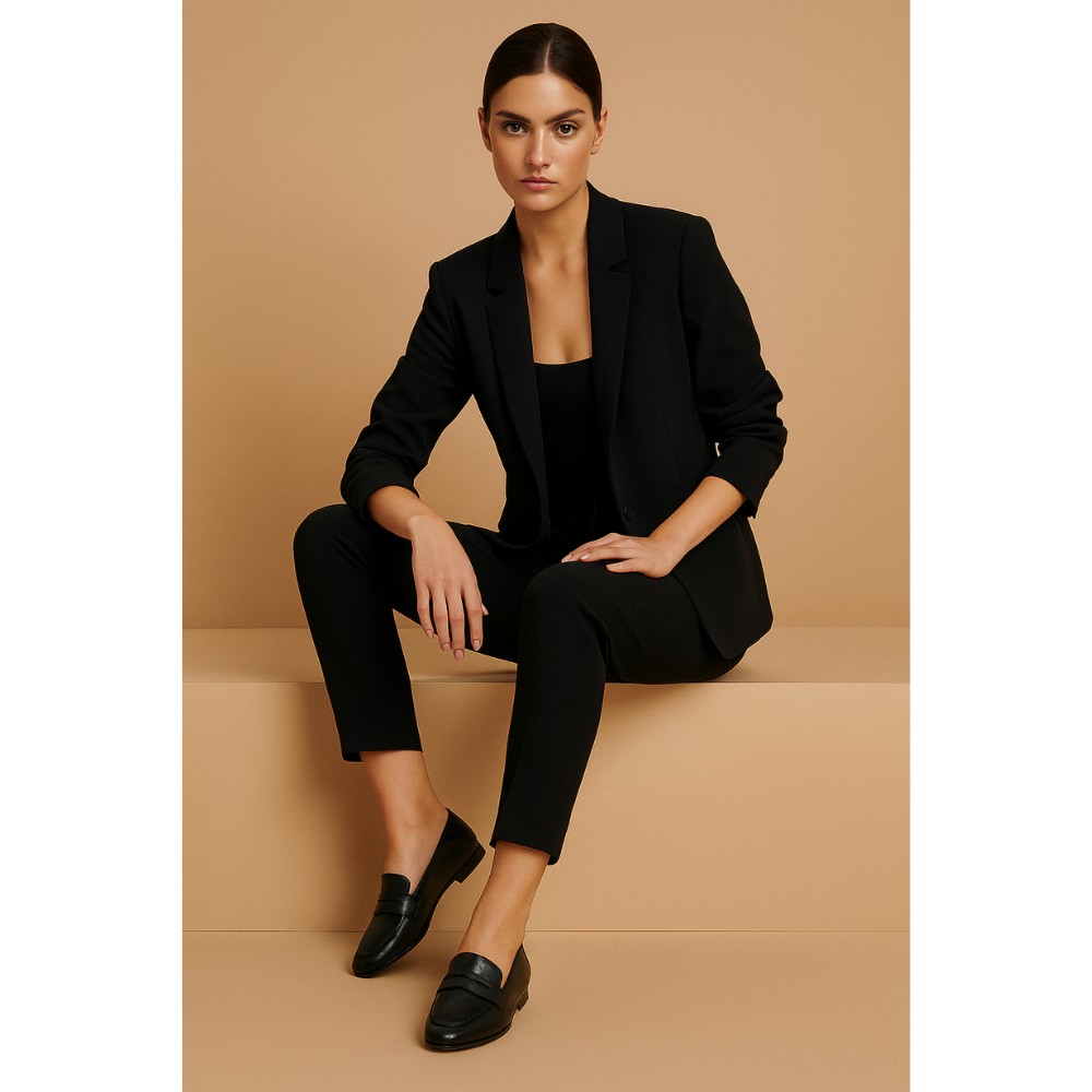 Жіночі чорні шкіряні лофери Fabio Monelli 183268 G52-22A-Y164X2 6007