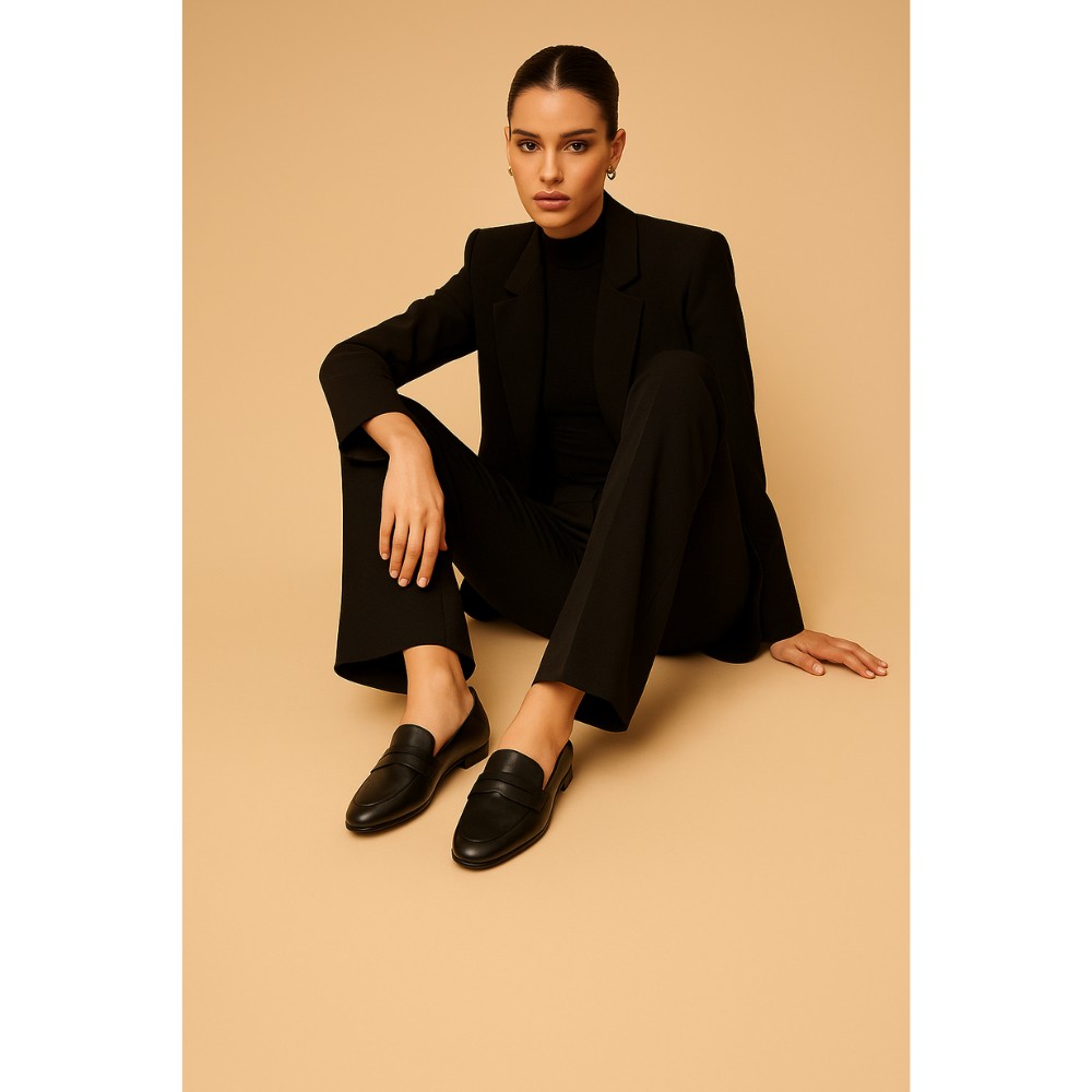 Жіночі чорні шкіряні лофери Fabio Monelli 183268 G52-22A-Y164X2 6007