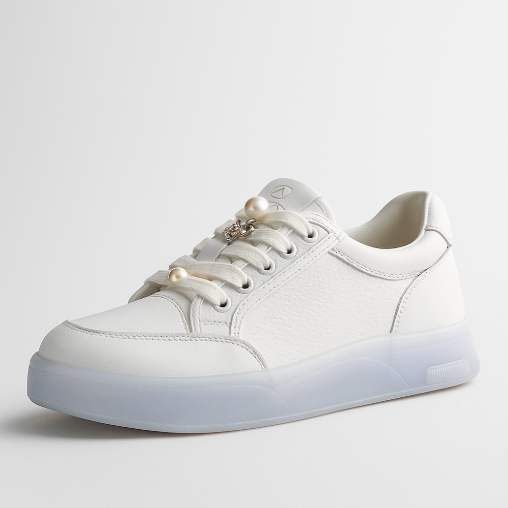 Жіночі білі шкіряні кеди Allsy Lonza 204455 204456 6010 з перловим декором