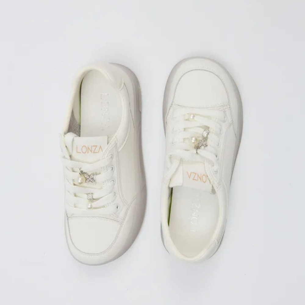 Жіночі білі шкіряні кеди Allsy Lonza 204455 204456 6010 з перловим декором