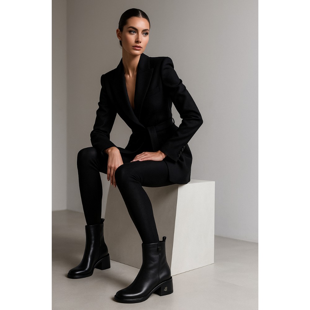 Женские демисезонные кожаные ботинки Fabio Monelli 203210 22B540-F306-NP1015B Black 6012