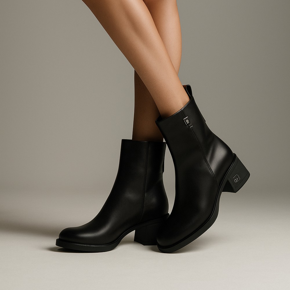 Женские демисезонные кожаные ботинки Fabio Monelli 203210 22B540-F306-NP1015B Black 6012