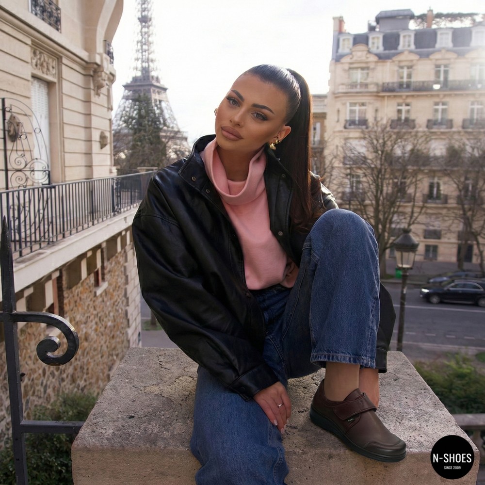 Жіночі шкіряні туфлі Axel 1705 Rubin+Stretch 6018-5540 на широку ногу з анатомічною устілкою