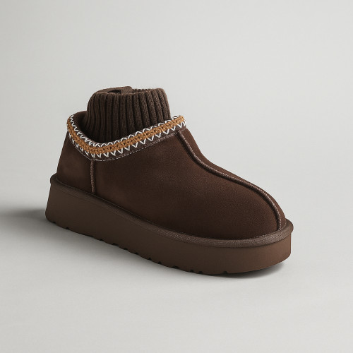 Женские угги Allsy Lonza 202742 6021 из натуральной кожи с носком шоколадные ноубутсы в стиле UGG Tazz