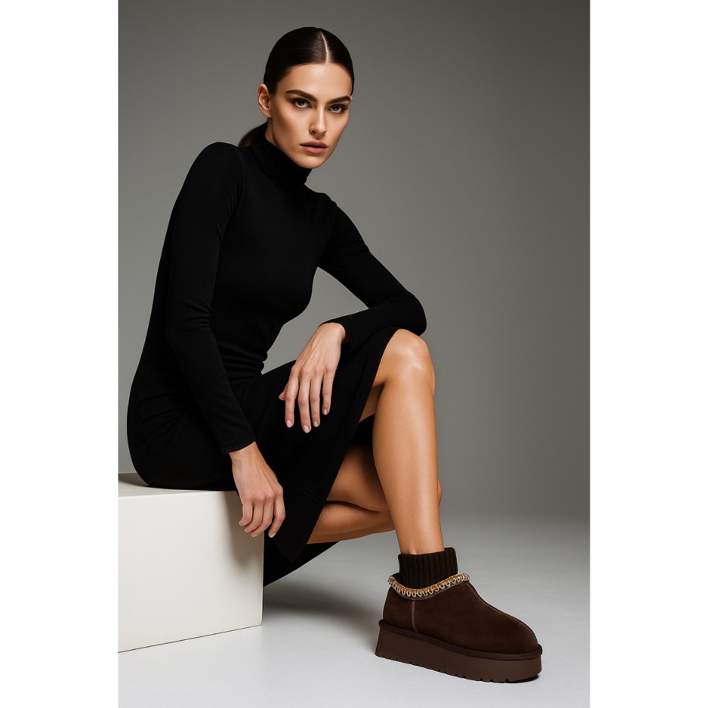 Жіночі шкіряні уггі Allsy Lonza 202742 6021, шоколадні