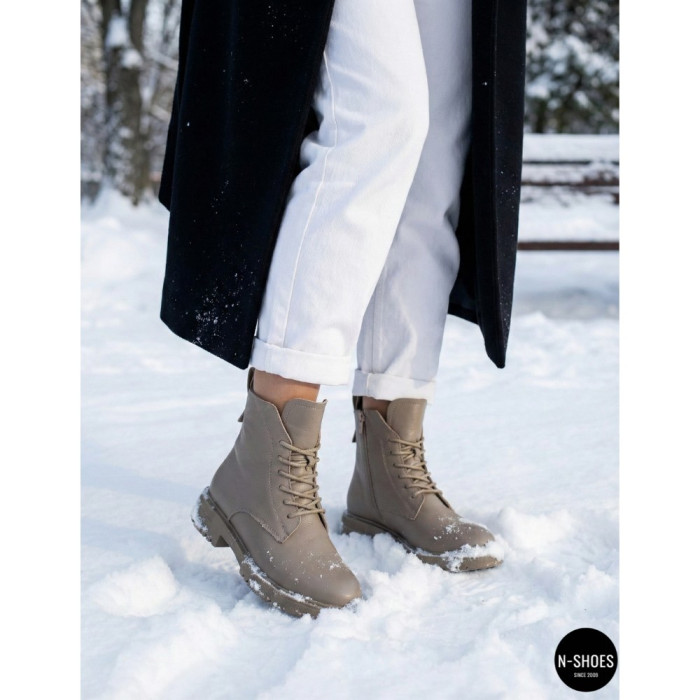 Women's Beige Leather Boots Allsy Lonza 202639 25A12021-5-3 GREY 6022