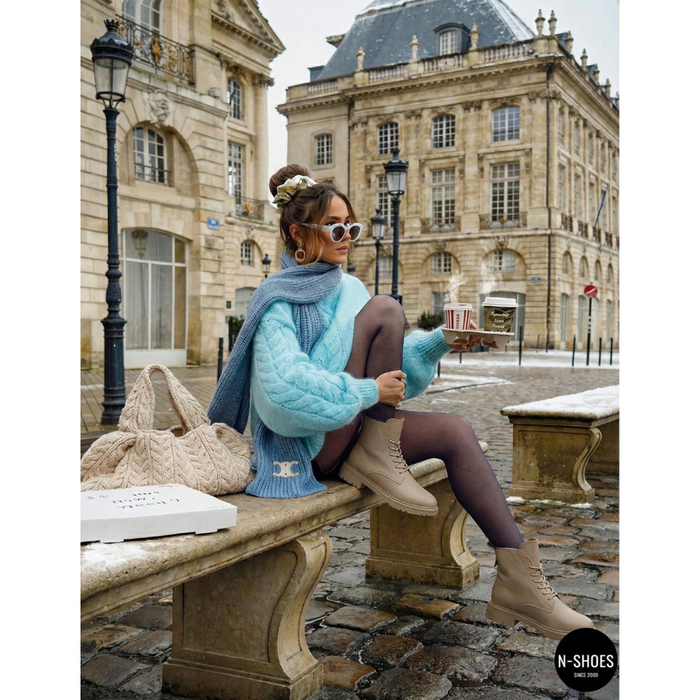 Жіночі шкіряні черевики Allsy Lonza 202639 25A12021-5-3 GREY 6022 (Бежеві)