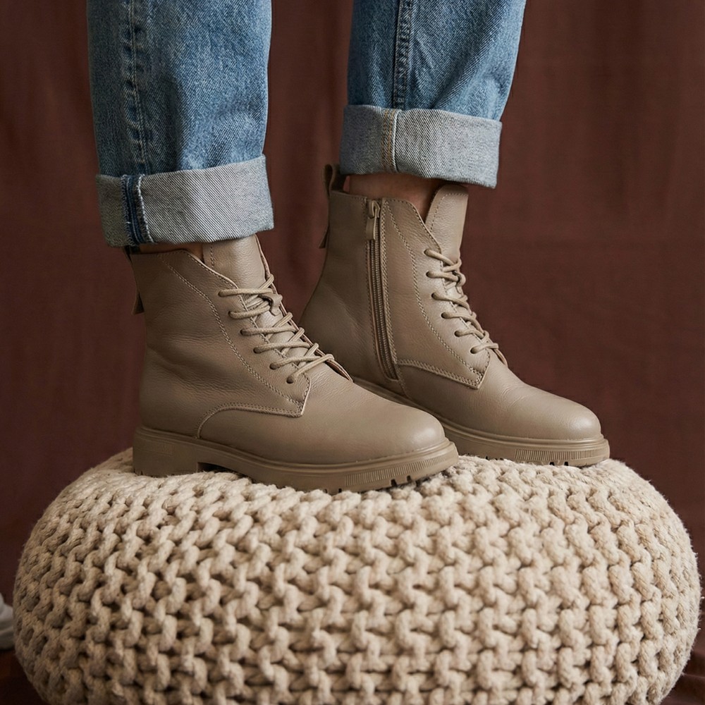 Жіночі шкіряні черевики Allsy Lonza 202639 25A12021-5-3 GREY 6022 (Бежеві)