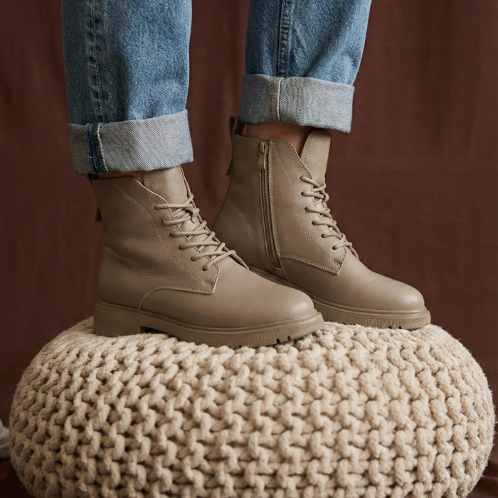 Women's Beige Leather Boots Allsy Lonza 202639 25A12021-5-3 GREY 6022