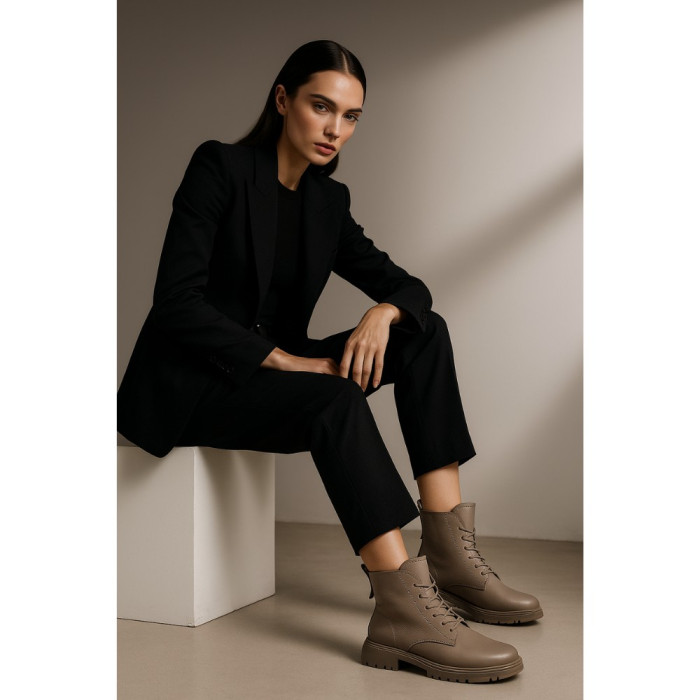 Women's Beige Leather Boots Allsy Lonza 202639 25A12021-5-3 GREY 6022