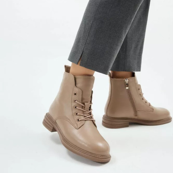 Women's Beige Leather Boots Allsy Lonza 202639 25A12021-5-3 GREY 6022