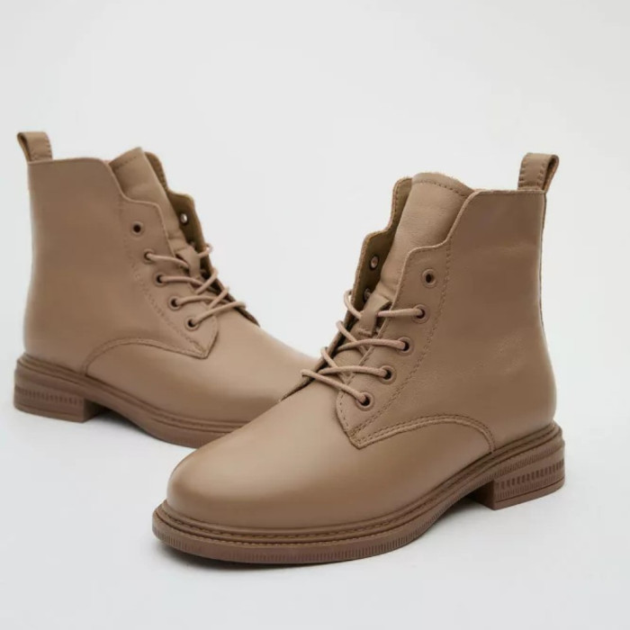 Women's Beige Leather Boots Allsy Lonza 202639 25A12021-5-3 GREY 6022