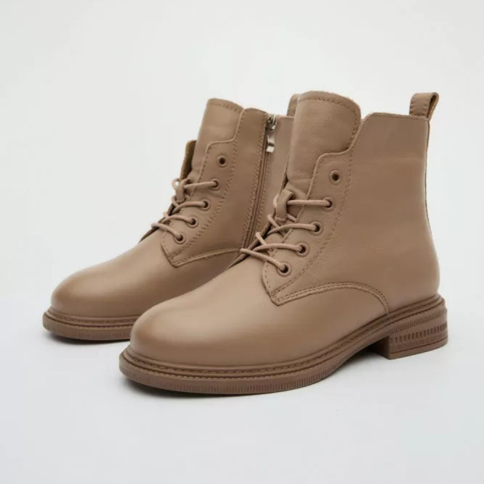 Women's Beige Leather Boots Allsy Lonza 202639 25A12021-5-3 GREY 6022
