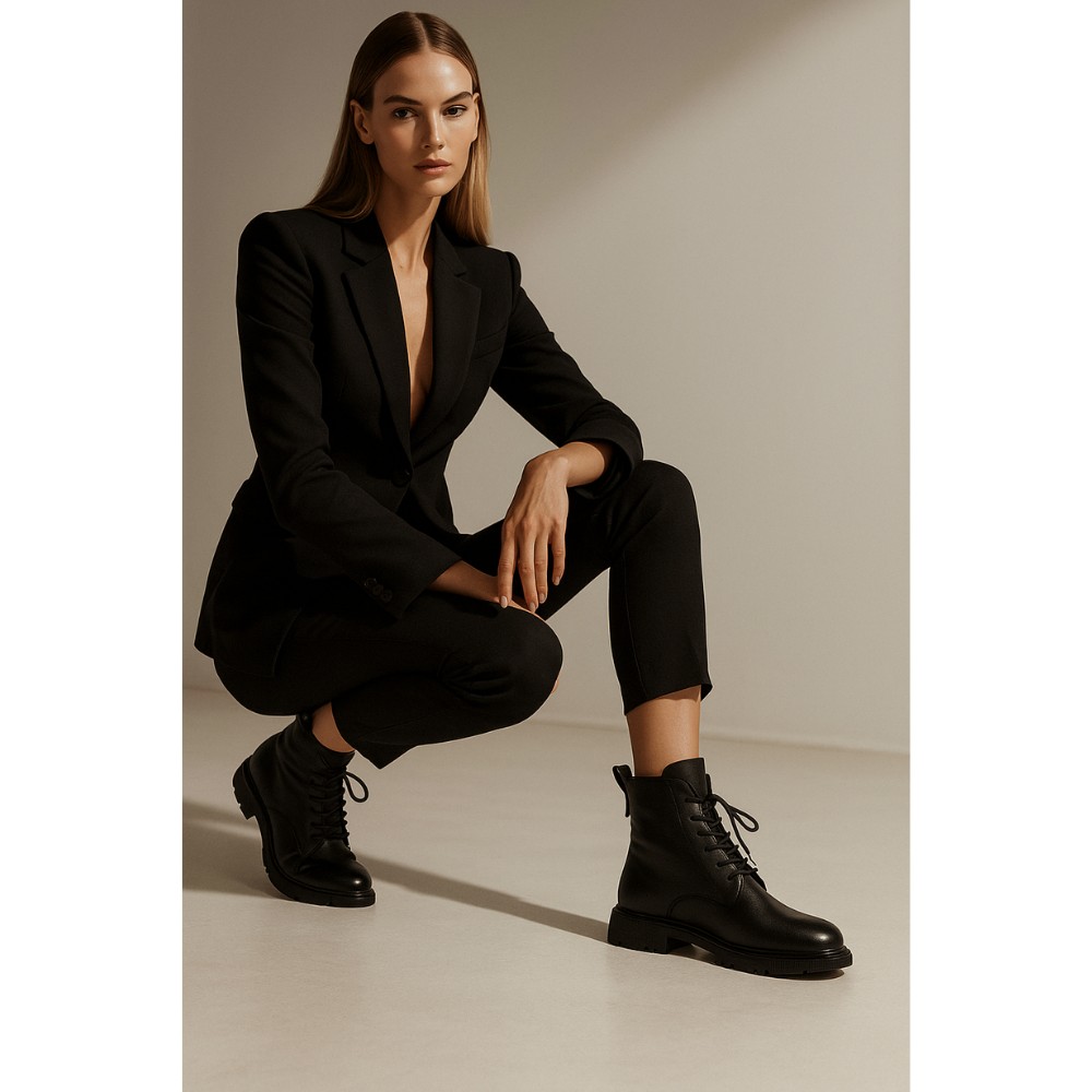 Жіночі зимові черевики Allsy Lonza 202642 25A1Z021-1 BLACK 6023 з шкіри з вовняним утеплювачем