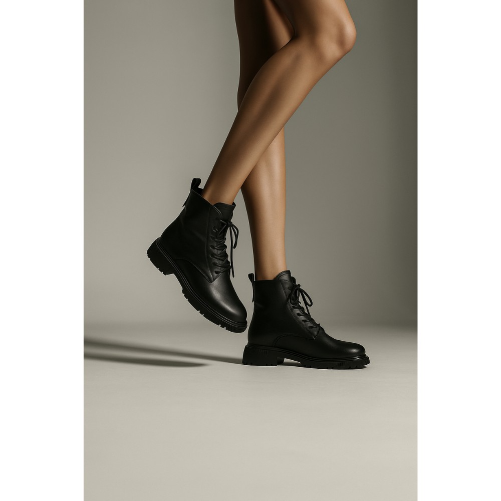 Жіночі зимові черевики Allsy Lonza 202642 25A1Z021-1 BLACK 6023 з шкіри з вовняним утеплювачем