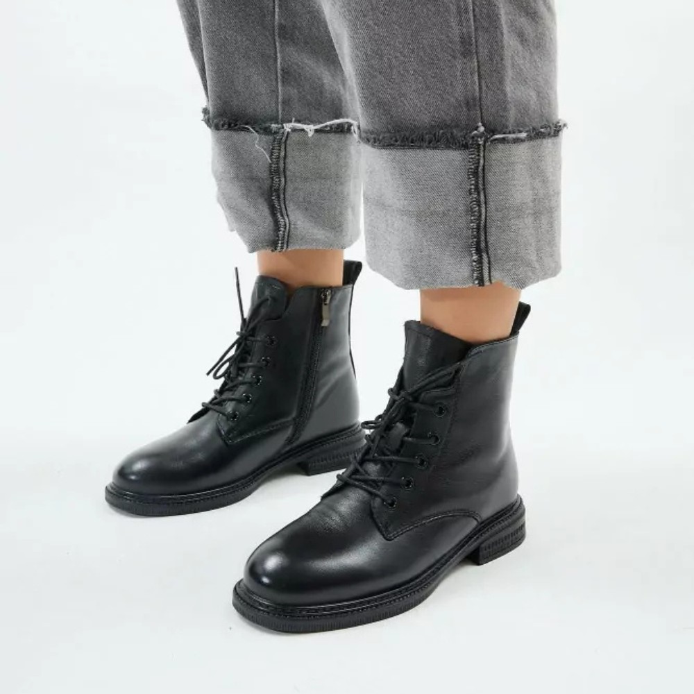 Жіночі зимові черевики Allsy Lonza 202642 25A1Z021-1 BLACK 6023 з шкіри з вовняним утеплювачем