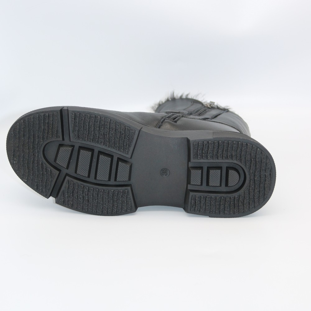 Жіночі зимові черевики ALLSY Lonza 202957 LT-25Z26B08-1 6026 з натуральної шкіри з опушкою на товстій підошві чорні 