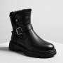 Жіночі зимові черевики ALLSY Lonza 202957 LT-25Z26B08-1 6026 з натуральної шкіри з опушкою на товстій підошві чорні 